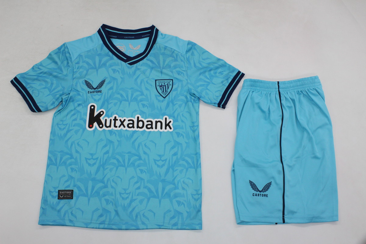 Kids-Athletic Bilbao 23/24 Away Blue Soccer Jersey